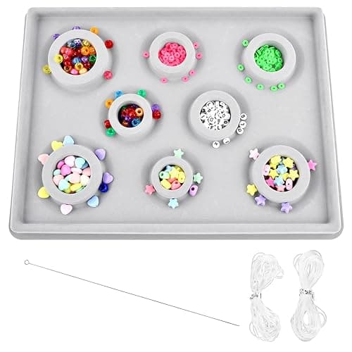 Bracelet Bead Board with 2 Rolls Jewelry Bead Threads and Beading Needle for Jewelry Bracelet Making Supplies(Color:as Shown) - Image 1