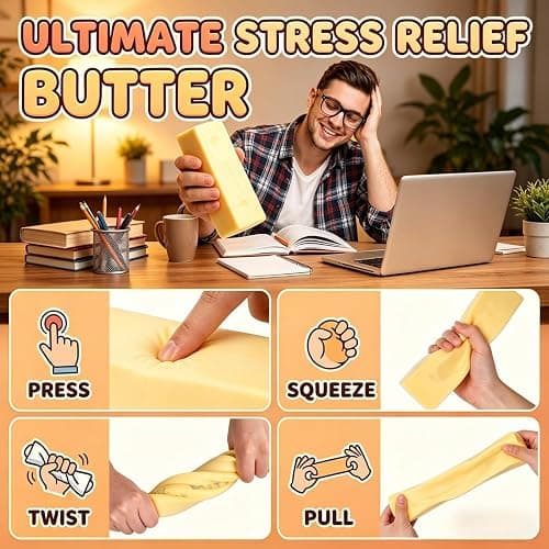 10in Giant Butter Squishy, Jumbo Big Butters 14oz Squeeze Stress Balls, Large Butter Stick Stress Relief Slow Rising Fun for Anxiety Relief Party Favors thumbnail 6