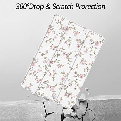 Xkladz Case for iPad Pro 12.9 inch 6th / 5th / 4th Generation (2022/2021/2020), Case with Pencil Holder, Stand Cover for iPad Pro 12.9 inch with Clear Back, Auto Sleep/Wake, Pink Flower thumbnail 2