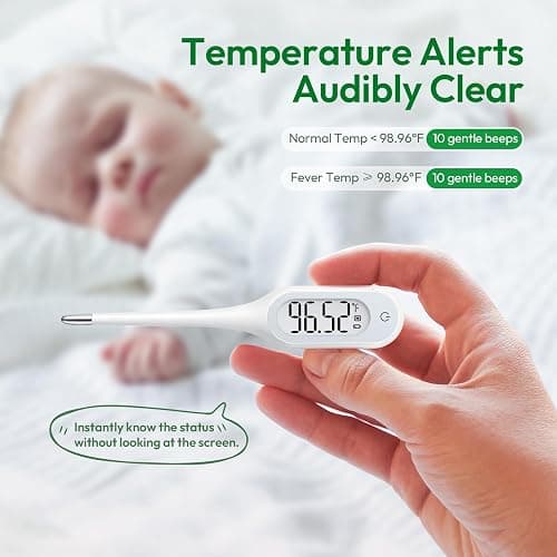 8 Seconds Thermometer for Adults & Kids, Accurate & Safe Baby Thermometer with Fever Alarm and Memory Recall, Oral, Rectal or Underarm Use (White) thumbnail 3
