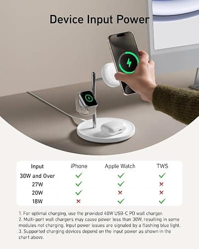 Anker MagSafe Charger Stand Compatible, iPhone 17 MagGo 3 in 1 Wireless Charging Station,Qi2 Certified 15W Wireless Charger, Desk Accessory, for iPhone 15/14/13/12 Series Apple Watch, AirPods thumbnail 7