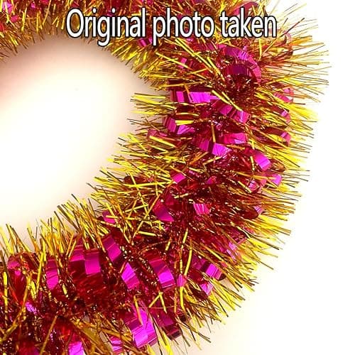 33Ft Long Rose Tinsel Twist Garland Shiny Thick Metallic Foil Xmas Tree Decorations for Birthday Party Christmas New Year Parties Parade Floats and Other Holidays Hanging Decor-(Rose+Gold) thumbnail 4