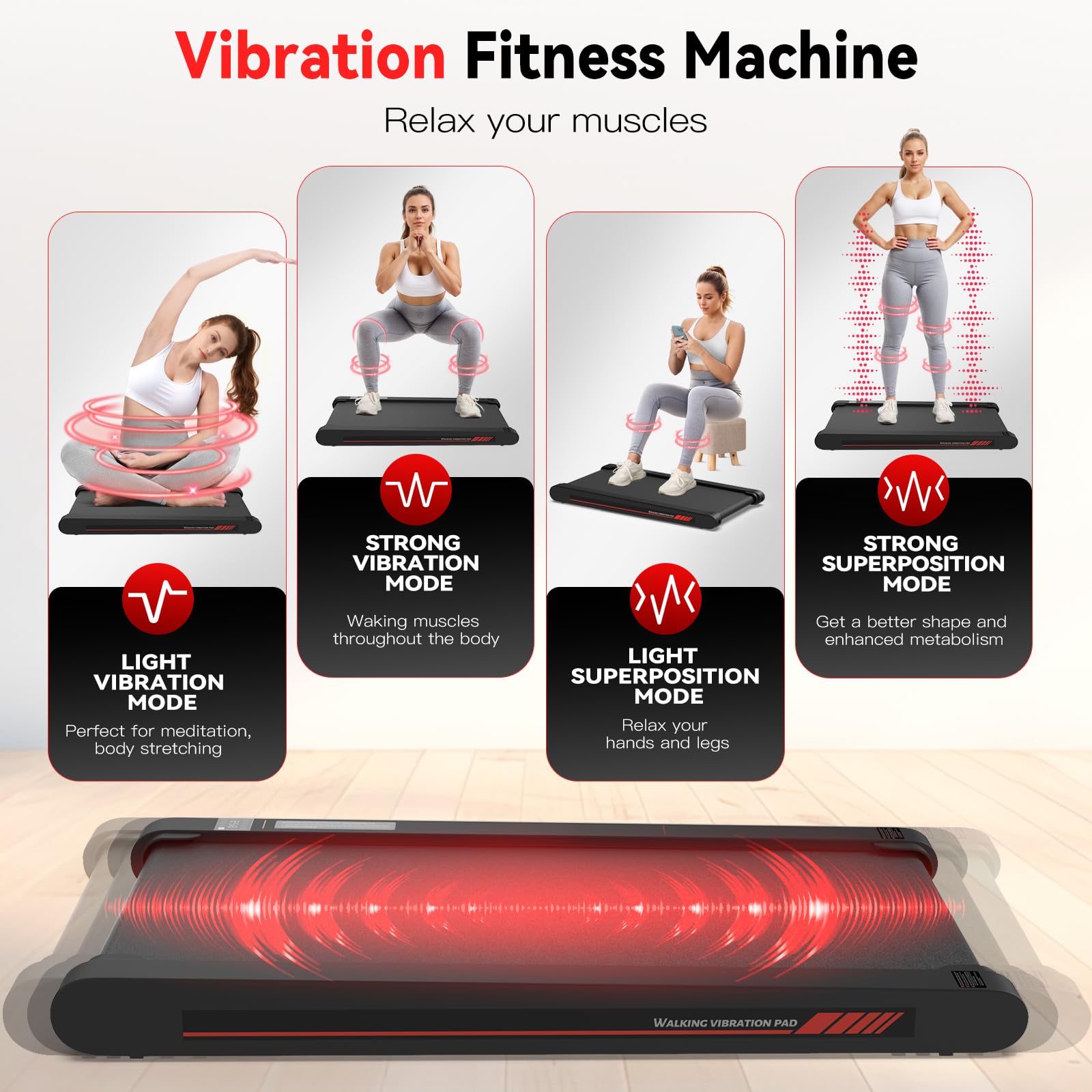 Sperax 3 in 1 Walking Vibration Pad, Under Desk Treadmill with APP, Portable Treadmills for Home, Walking Pad Treadmill with Remote Control thumbnail 4