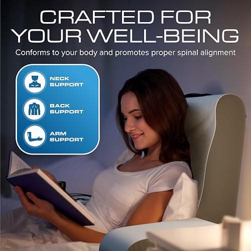Kölbs Reading Pillow, Full Support Comfort Solid Foam, Back Cushion for Bed Sitting Up TV Book Gaming - Back Support Backrest Use on Mattress or Sofa (Grey/White, Tall) thumbnail 8