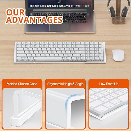 Richboom Acrylic Tilted Computer Keyboard Holder for Easy Ergonomic Typing, Keyboard Stand for Office Desk, Home, School, White thumbnail 9