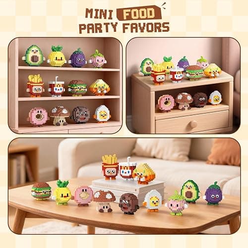 HIGH GODO 12 Pack Food Party Favors Building Set, Mini Food Building Blocks Sets, Goodie Bags Stuffers, Blind Box Style Classroom Small Prize Toys Gifts for Adults Teens Age 14+ thumbnail 6