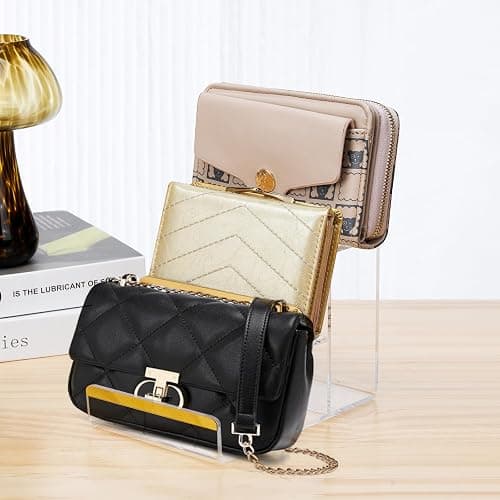 2 Pack 3-Tier Purse Display Stands, Acrylic Wallet Holder Risers Stand, 2-Inch Spacing Clear Clutch Rack Handbag Display Shelf, 4MM Thick Counter Wallet Organizer for Figure Sunglasses Retail Vendor thumbnail 2