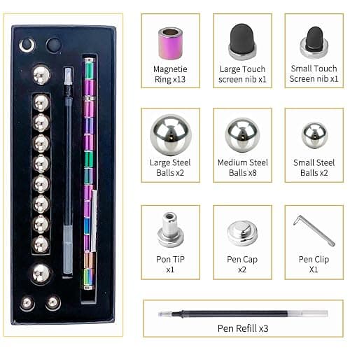 CNMTCCO Magnetic Fidget Pen with Balls Magnetic Pen for Decompression Ballpoint Magnet Pen Finger Toy Gift DIY Metal for Ages Teenage Boys Girls 8-15 to Relieve Stress and Anxiety thumbnail 3