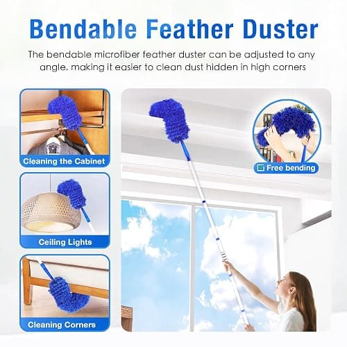 Ceiling Fan Cleaner Duster with 72" Extension Pole & 4 Reusable Pads, High Ceiling Fan Blade Cleaning Tool, Flexible Microfiber Duster for Baseboard,Blinds,Cobwebs,Floor, -Lightweight & Washable thumbnail 5