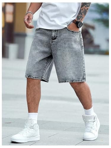 Verdusa Men's Jorts Baggy Jean Shorts Mid Waist Vintage Summer Denim Shorts thumbnail 5