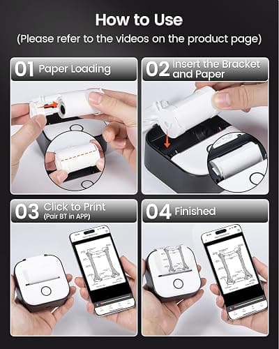 Memoking Mini Printer - Sticker Printer T02 Portable Thermal Inkless Sticker Maker Machine, Bluetooth Pocket Labeler for Study Graphics, Anatomical Diagrams, Photos, Receipts, DIY,Gift thumbnail 8