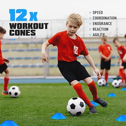 KUTIZE Soccer Training Equipment, 20ft Agility Ladder Set,12 Cones, 4 Hurdles, Parachute, Jump Rope & Carry Bag, Improves Power, Speed, Strength, Basketball Foodball Training Equipment for Youth Adult thumbnail 4