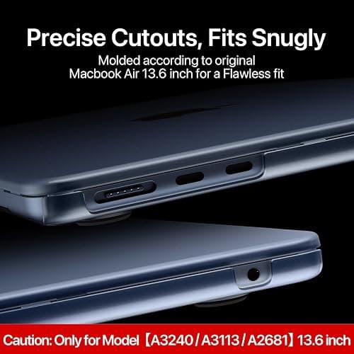 Soonjet Matte Case for MacBook Air 13/13.6-inch (M4/M3/M2, 2022–2026 Models A3240 A3113 A2681), Lightweight | Scratch & Fingerprint Resistant | Closes Seamlessly | Ideal for Work, Travel & Study thumbnail 3