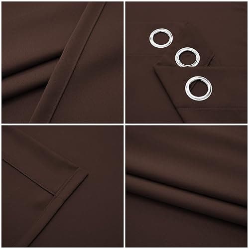 Pickluc Blackout Curtains 63 Inches Long 2 Panels, Light Blocking Drapes for Bedroom, Thermal Insulated, Noise Reduction, Privacy Protection, Chocolate Brown, 52" Wide x 63" Length thumbnail 5