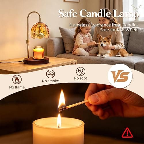 Flower Candle Warmer Lamp with Timer, Dimmable Adjustable Height Wax Melts Warmer for Jar Candles, Birthday Gifts for Womer Mom, House Warming Gifts New Home, Bedroom Living Room Decor (Amber) thumbnail 5