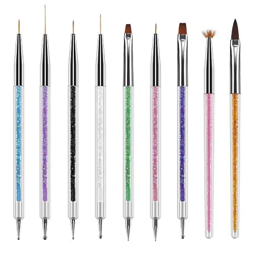 Artdone 9PC Nail Art Brushes Set double-ended, Liner Brush, Dotting Pen, Gel Polish Painting Tools For Nail Art Design - Image 1