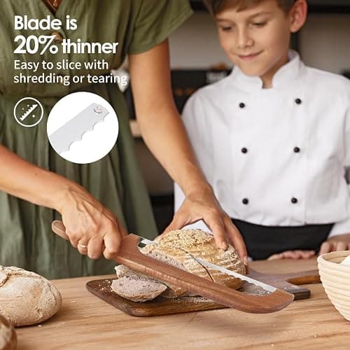 QikFas Sourdough Bread Knife,Bread Slicer, 15.7'' Serrated Bread Slicer for Homemade Bread with Reliable Sourdough Crafting, Ergonomic Handler, Premium Sharpness Blade (Original - Right Handed) thumbnail 2
