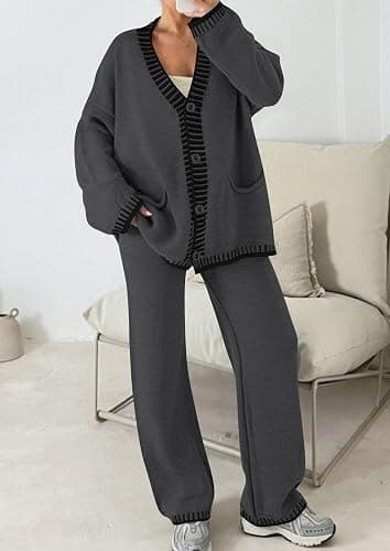 PRETTYGARDEN Lounge Sets for Women Fall 2025 Loungewear 2 Piece Outfits Cardigan Sweaters Track Suit Matching Winter Clothing thumbnail 2