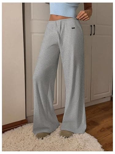 SOLY HUX Women's Drawstring Sweatpants Low Rise Baggy Wide Leg Pants with Pockets thumbnail 3