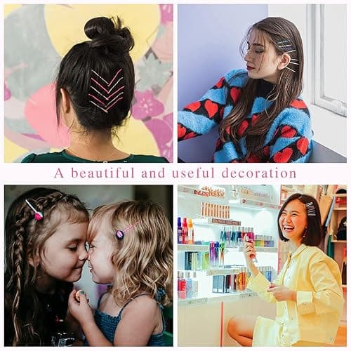 100 PCS Bobby Pins,Colorful Hair Pins with Cute Box,Metal Bobby Pins for Thick Hair,Great for All Hair Types Hair Pins for Girls Women (2.16 Inch),multicolor thumbnail 3