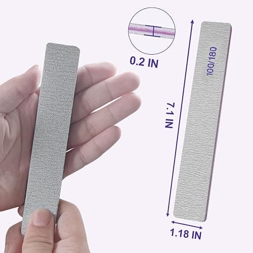 Nail Files (50 Pack), 100/180 Grit Emery Boards Nail File for Natural Nails and Acrylic Nails, Double Sided Emory Boards limas para unas acrilicas Profesional Fingernail Filer Reusable Manicure Gray thumbnail 7