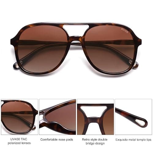 SOJOS Retro Polarized Aviator Sunglasses Womens Mens Classic 70s 80s Vintage Trendy Square Aviators SJ2174 thumbnail 4
