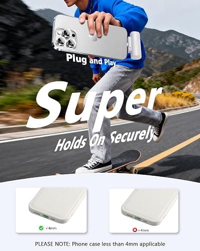 Miady 2-Pack Mini Portable Charger Built-in Connector Compact Battery Pack | 5000mAh PowerBank丨Not for Android丨Lightweight丨for Travel丨Compatible with iPhone 14/13 Series丨Flight-Safe丨18Wh丨Black+White thumbnail 3