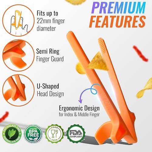 SNACTIV LITE Finger Chopsticks for Gamers 4PC NEON Bundle - As Seen on Shark Tank! The Official Snacking Tool of the Future - Enjoy Snacks and Chips with Ease - Innovative Gaming Snacking Solution thumbnail 4