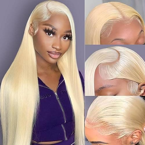 26 Inch 613 Lace Front Wig Human Hair Blonde 13X6 HD Transparent Lace Front Wigs Human Hair 180% Density Blonde Glueless Wigs 613 HD Straight Lace Frontal Wig Pre Plucked - Image 1