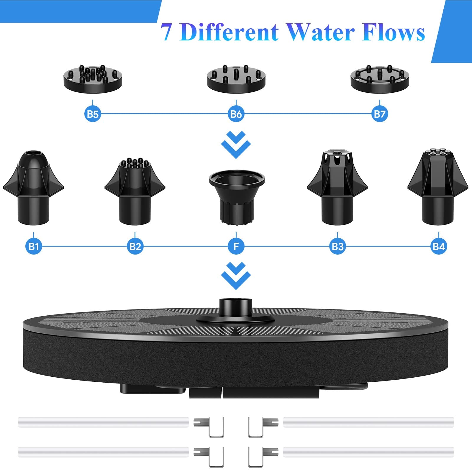 Solar Fountain, Floating Solar Powered Water Fountain Pump for Bird Bath, Garden, Pond, Pool, Outdoor Solar Founatin (2.5W) thumbnail 4