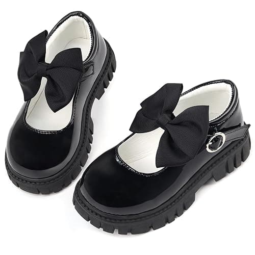 Wulubaba Toddler Girl Dress Shoes Bow Black Dress School Shoes Princess Mary Jane for Toddler/Little Girl - Image 1