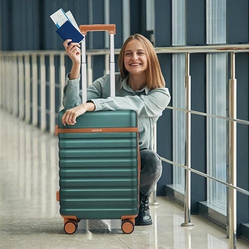 Luggage Sets 3 Piece, Carry On Luggage 20In With Spinner Wheels,PC Hardside Suitcase Set with TSA Lock,Durable Carry On Suitcase With Travel Backpack for Men (Dark Green, 3 piece set (BP/20inch)) thumbnail 2