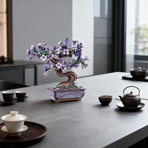 Ulieer 3D Wooden Puzzles Flower for Adults，DIY Crafts for Adults Bonsai Tree Building Set, Artificial Flower Decor, Artificial Plant Model Toy for Desk or Home Decor，Birthday Valentine's Day thumbnail 2