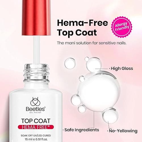 Beetles 4Pcs HEMA-Free Nail Extension Kit, 15ml Gel Nail Glue, No Wipe Top Coat, Builder Nail Gel & Liner Brush, Long Lasting for Clear Press-On Nails, DIY Home Gift for Women, U V Light Required thumbnail 6