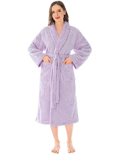 PAVILIA Premium Womens Plush Soft Robe Fluffy, Warm, Fleece Sherpa Shaggy Bathrobe thumbnail 6