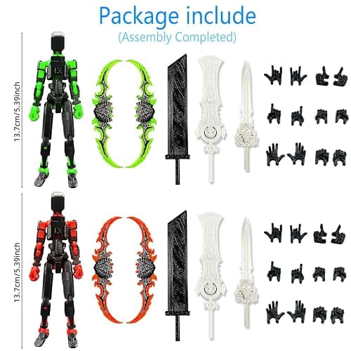 T13 New Action Figure Set (Assembly Completed), 3D Printed Multi-Jointed Movable Titan 13 Dummy Lucky 13 Mobile Robot, Nova 13 Action Figures Desktop Decorations for Game Lovers Toy (Black Red Green） thumbnail 7