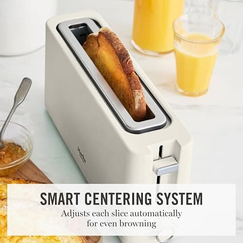 Martha Stewart 2 Slice Long Slot Toaster, Extra Wide for Sourdough & Bagels, 10 Setting Shade Control, Removable Crumb Tray, Self-Centering Design, Defrost/Reheat, Cancel, Slim Space-Saving, Linen thumbnail 9
