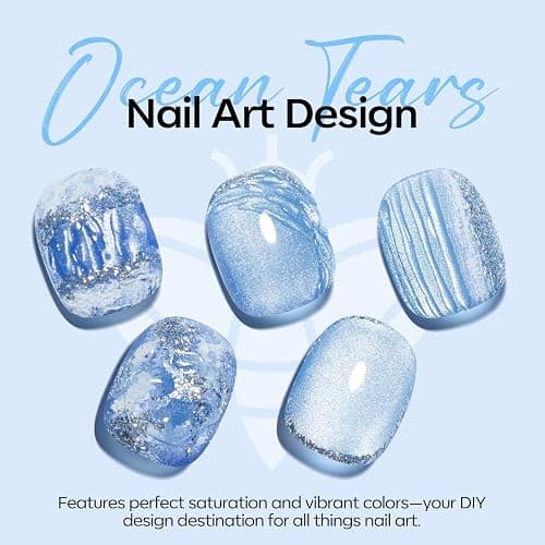 Modelones Gel Nail Polish, 6 Colors Light Baby Blue Green 9D Cat Eye Glitter Gel Polish with Magnetic Stick Summer Soak Off LED Manicure DIY Salon Gift Starter Kit thumbnail 6