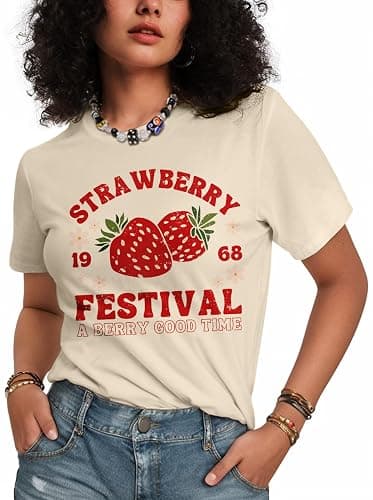 Flafens T Shirts for Women Graphic Tees - Womens T-Shirts Cotton Cute Fit Tshirts Teens Girls - Image 1