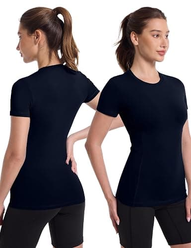 Roadbox Women's Compression Shirt, Slim Fit Short Sleeve Athletic Top, Workout Undershirt for Gym and Yoga thumbnail 2