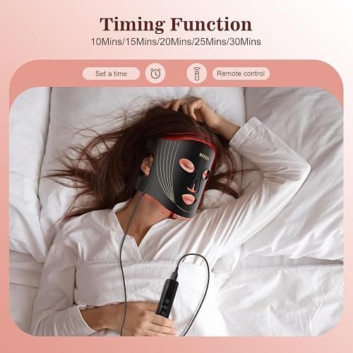 INTEO Red Light Therapy for Face, 3 Modes Portable Led Face Mask Light Therapy with Remote, Near-infrared 850 Red Light Mask with Timing Function, Led Light Therapy At Home 180 LED Beads thumbnail 6
