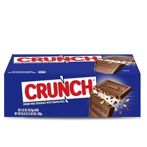 CRUNCH Full-Size Candy Bar, Creamy Milk Chocolate with Crunchy Crisped Rice, 36 Individually Wrapped Bars, 1.55 oz Each - Image 1