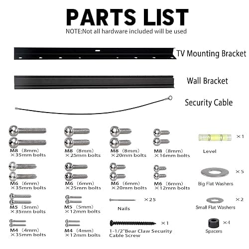 No Stud TV Wall Mount, Drywall Studless TV Hanger No Damage, No Drill, Non Screws, Dry Wall Flat Screen TVs Easy Install Bar Bracket fits VESA 12-55 inch TVs up to 99 lbs, Include Hardware Levels thumbnail 6