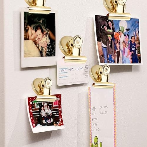 VNDUEEY 20 Pack Fridge Magnets Refrigerator Magnets, Magnetic Clips for Whiteboard, Clip with Magnet for Locker, Magnetic Paper Clip Dispenser Holder for Desk,Home, School, Office (Gold) - Gold - 20 Pack thumbnail 4