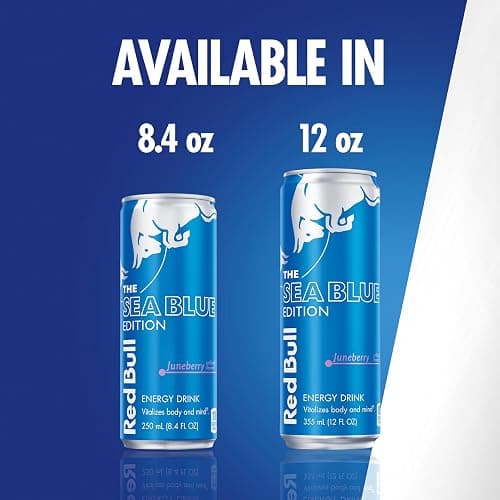 Red Bull Sea Blue Edition Energy Drink, Juneberry, with 114mg Caffeine plus Taurine & B Vitamins, 12 Fl Oz, Pack of 24 Cans thumbnail 9