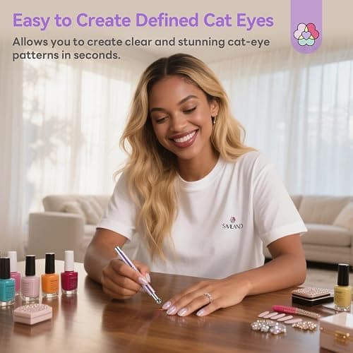 SAVILAND Ultrastarker Magnetischer Cat Eye Magnet: Doppelseitig Robuster Cat Eye Magnetstift für Nagel mit Runder Magnetperle Multifunktionaler Magnet für Cateye Gel Nagellack Salon Nageldesign Tools thumbnail 3
