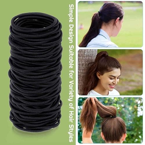 150 Pieces Black Hair Ties for Thick Curly Hair Bulk Hair Ties Ponytail Holders Hair Elastics Bands for Women or Men (4mm) thumbnail 4