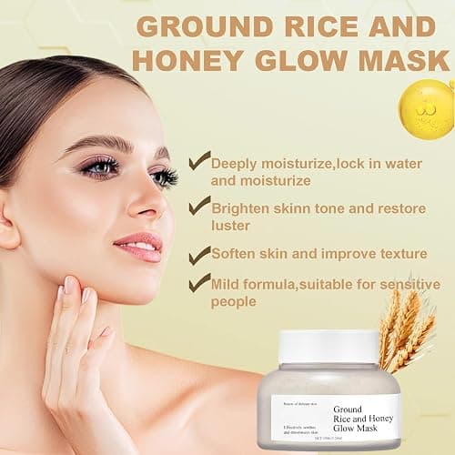 2 Pièces Masque au Riz Visage 150g, Joseon Masque Riz, Ground Rice and Honey Glow Mask, Masque Visage Crème de Riz Coréen, Masque Réparateur/Hydratant/Raffermissant/Nourrissant/Beauté thumbnail 6
