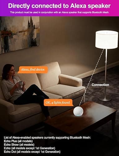 iLC Alexa Light Bulbs, 12W B22 Smart Light Bulb, Work with Alexa (Echo Devices Required), LED Colour Changing Light Bulb, Color Temperature Tunable 2700K-6000K+RGB Bayonet (4 Pack) thumbnail 2