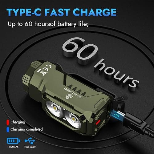 WUBEN E7 1800 Lumen Rechargeable Mini Flashlight with Magnet - Super Bright 6 Modes ArmyGreen EDC Flashlight, Typ-C Rechargeable LED; IP68 Pocket Flashlight for Headlamp Use, Rescue, Camping thumbnail 7